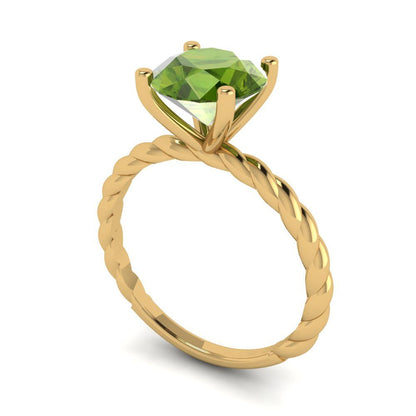 2 cttw Natural Peridot Solitaire  Engagement Ring - Solid Gold (Round Cut,8.0mm)