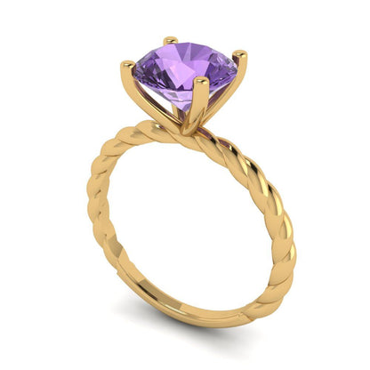 2 cttw Simulated Alexandrite Solitaire  Engagement Ring - Solid Gold (Round Cut,8.0mm)