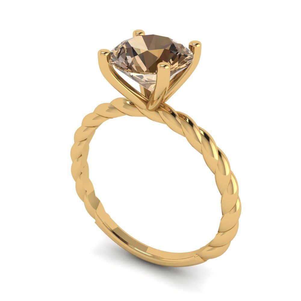 2 cttw Zirconia Simulated Champagne Diamond Solitaire  Engagement Ring - Solid Gold (VVS1, Round Cut,8.0mm)