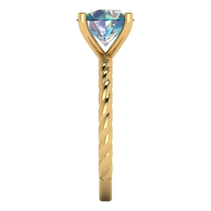 2 cttw Blue Moissanite Solitaire  Engagement Ring - Solid Gold (Round Cut,8.0mm)