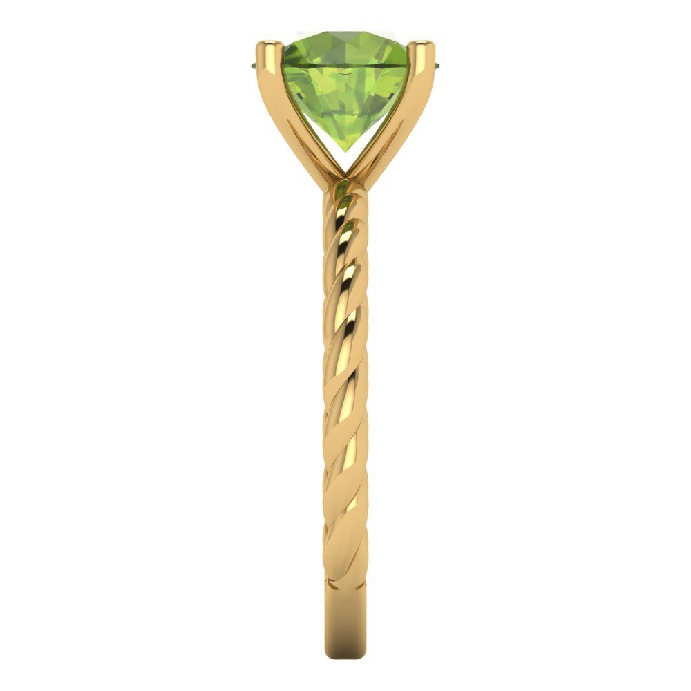 2 cttw Natural Peridot Solitaire  Engagement Ring - Solid Gold (Round Cut,8.0mm)