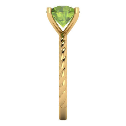 2 cttw Natural Peridot Solitaire  Engagement Ring - Solid Gold (Round Cut,8.0mm)