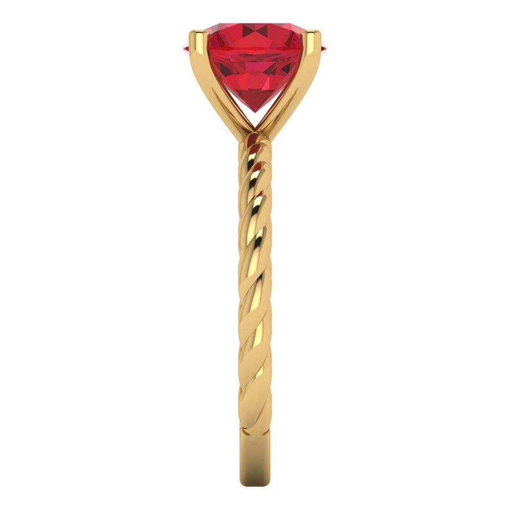 2 cttw Simulated Ruby Solitaire  Engagement Ring - Solid Yellow Gold (VVS1, Round Cut,8.0mm)
