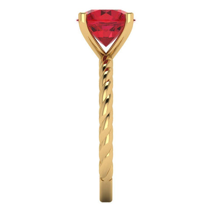 2 cttw Simulated Ruby Solitaire  Engagement Ring - Solid Yellow Gold (VVS1, Round Cut,8.0mm)