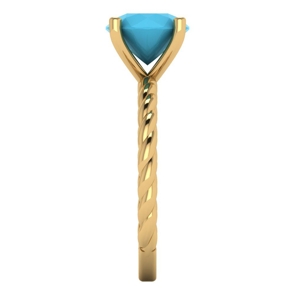 2 cttw Simulated Turquoise Solitaire  Engagement Ring - Solid Gold (Round Cut,8.0mm)