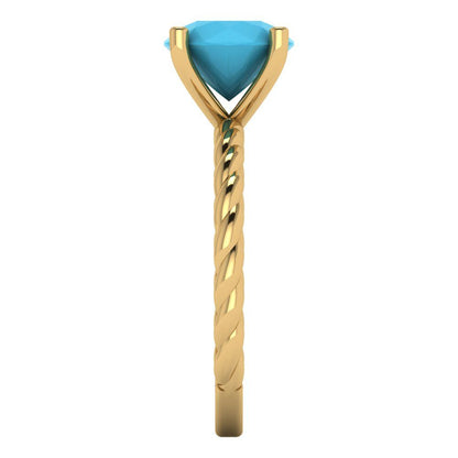 2 cttw Simulated Turquoise Solitaire  Engagement Ring - Solid Gold (Round Cut,8.0mm)