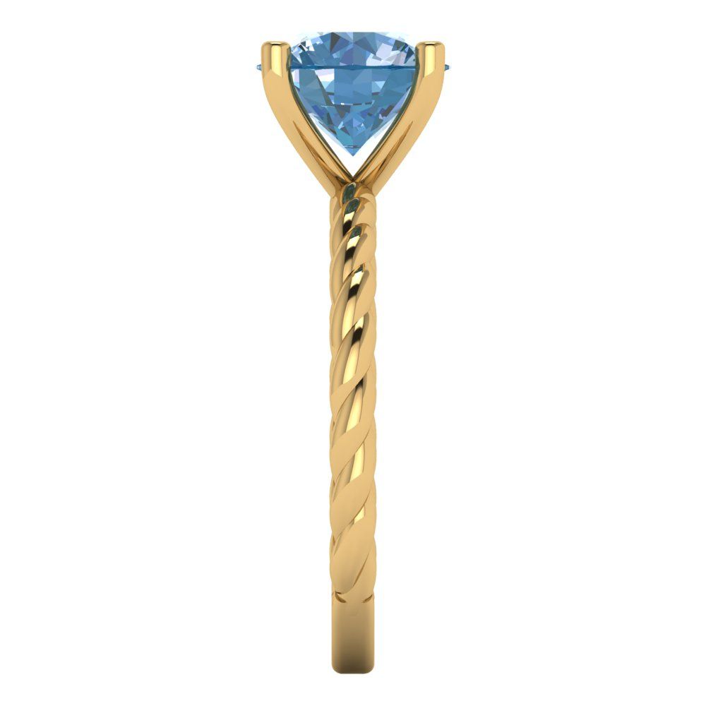 2 cttw Zirconia Simulated Blue Diamond Solitaire  Engagement Ring - Solid Gold (VVS1, Round Cut,8.0mm)