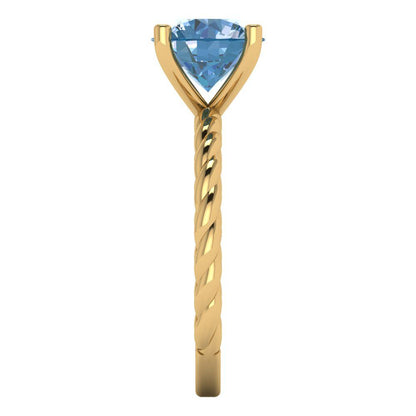 2 cttw Zirconia Simulated Blue Diamond Solitaire  Engagement Ring - Solid Gold (VVS1, Round Cut,8.0mm)