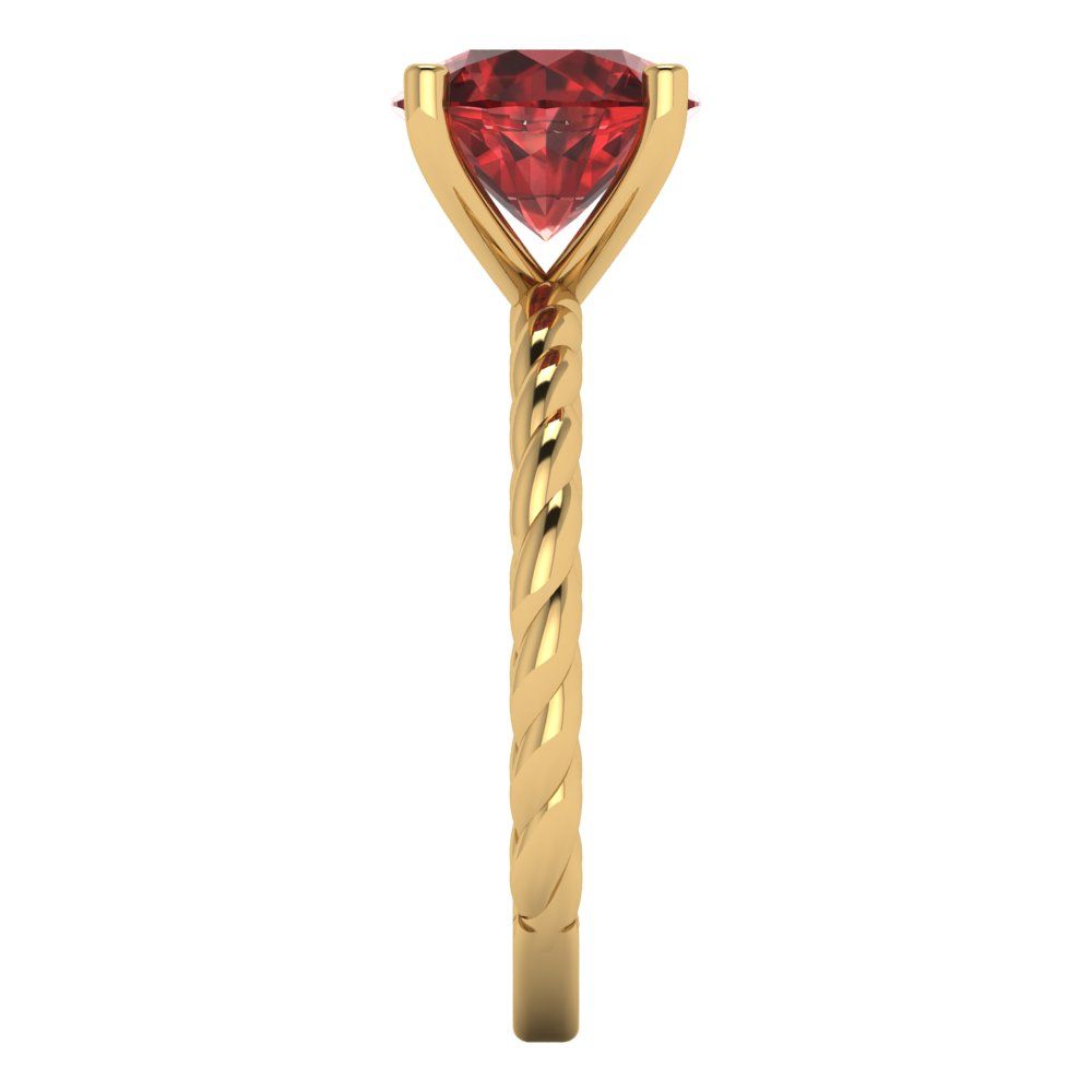 2 cttw Natural Garnet Solitaire  Engagement Ring - Solid Gold (Round Cut,8.0mm)