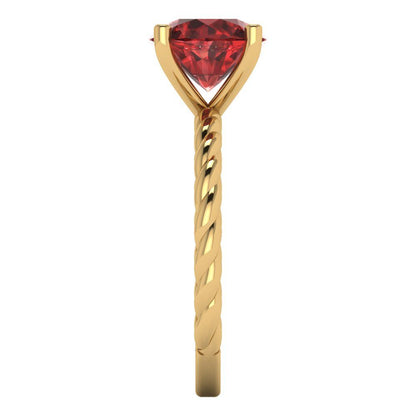 2 cttw Natural Garnet Solitaire  Engagement Ring - Solid Gold (Round Cut,8.0mm)