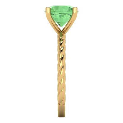 2 cttw Zirconia Simulated Green Diamond Solitaire  Engagement Ring - Solid Gold (VVS1, Round Cut,8.0mm)