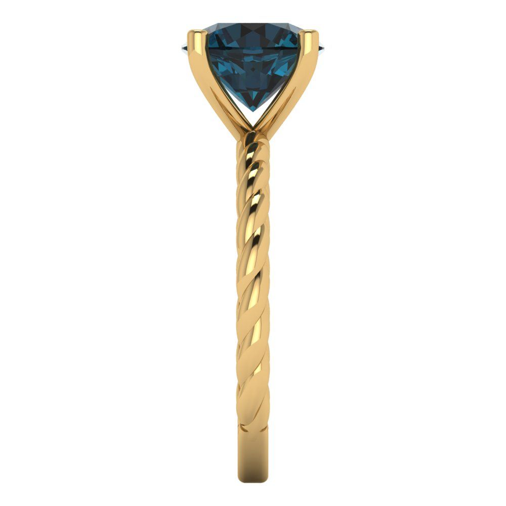 2 cttw Natural London Blue Topaz Solitaire  Engagement Ring - Solid Gold (Round Cut,8.0mm)