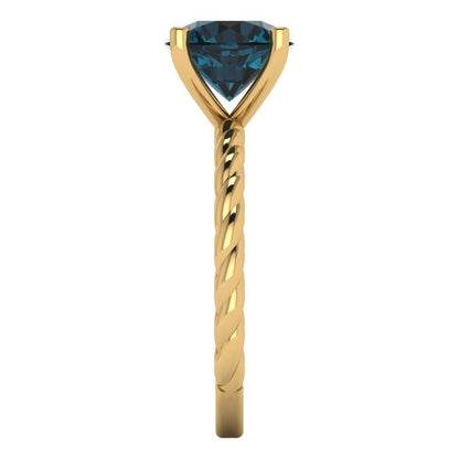 2 cttw Natural London Blue Topaz Solitaire  Engagement Ring - Solid Gold (Round Cut,8.0mm)