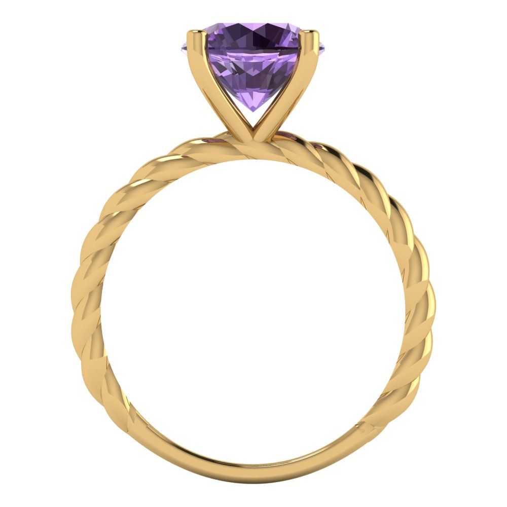 2 cttw Simulated Alexandrite Solitaire  Engagement Ring - Solid Gold (Round Cut,8.0mm)