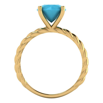 2 cttw Simulated Turquoise Solitaire  Engagement Ring - Solid Gold (Round Cut,8.0mm)