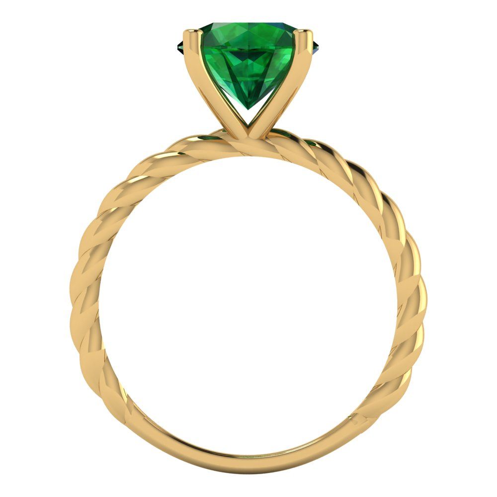 2 cttw Simulated Emerald Solitaire  Engagement Ring - Solid Gold (Round Cut,8.0mm)