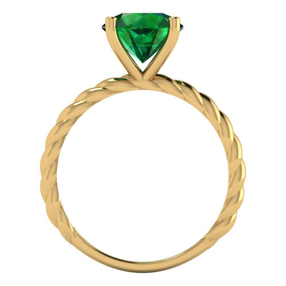 2 cttw Simulated Emerald Solitaire  Engagement Ring - Solid Gold (Round Cut,8.0mm)