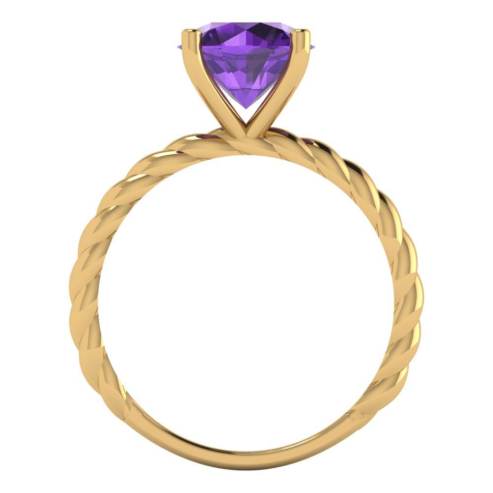 2 cttw Natural Amethyst Solitaire  Engagement Ring - Solid Gold (Round Cut,8.0mm)