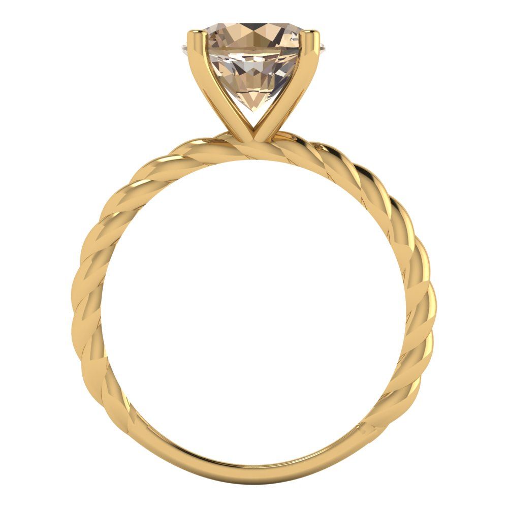 2 cttw Yellow Moissanite Solitaire  Engagement Ring - Solid Gold (Round Cut,8.0mm)