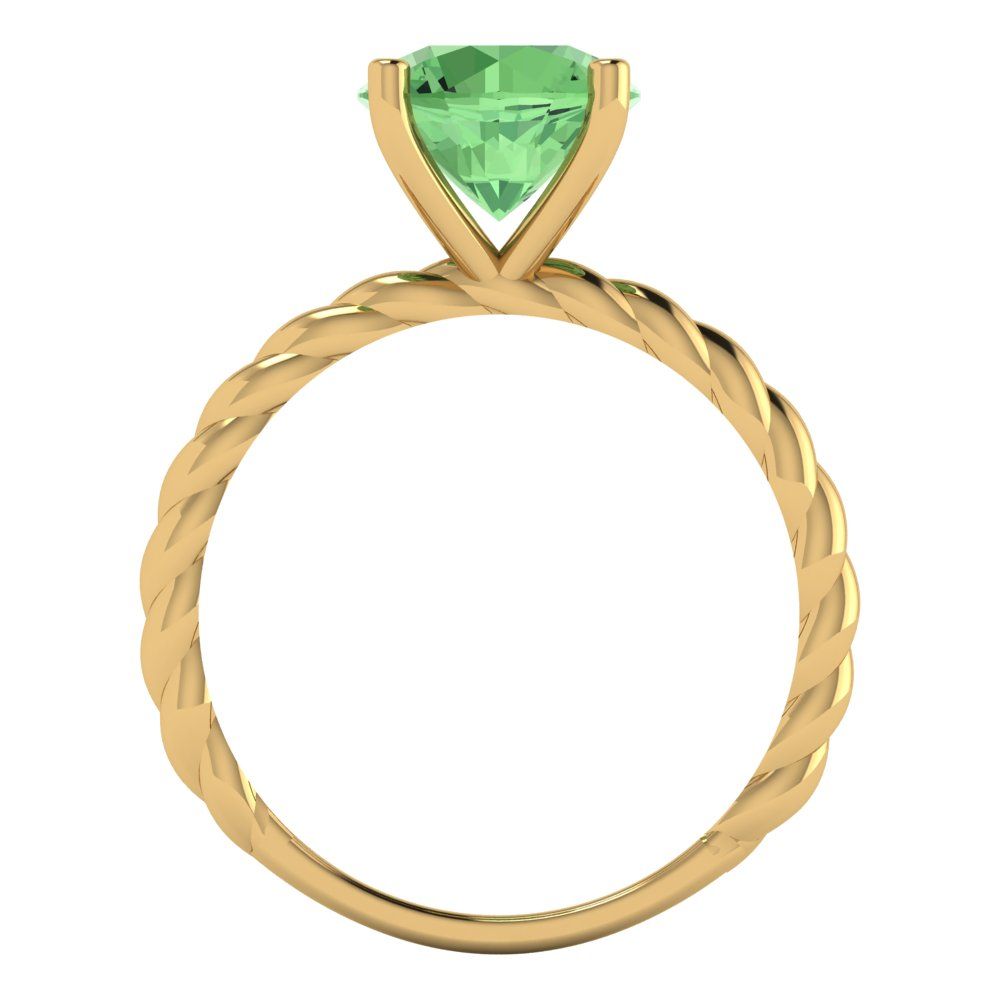 2 cttw Zirconia Simulated Green Diamond Solitaire  Engagement Ring - Solid Gold (VVS1, Round Cut,8.0mm)