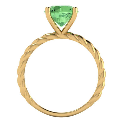 2 cttw Zirconia Simulated Green Diamond Solitaire  Engagement Ring - Solid Gold (VVS1, Round Cut,8.0mm)