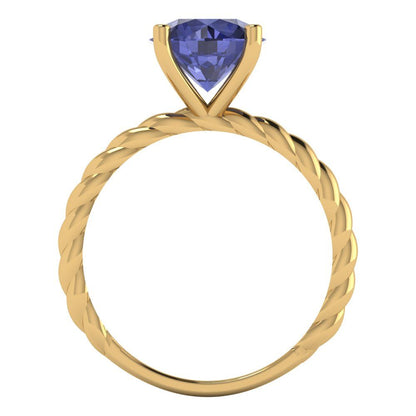2 cttw Simulated Tanzanite Solitaire  Engagement Ring - Solid Gold (Round Cut,8.0mm)