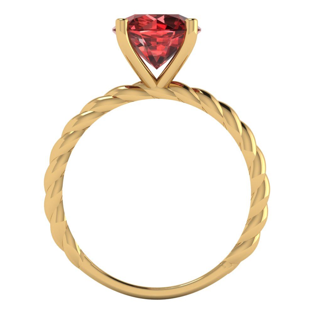 2 cttw Natural Garnet Solitaire  Engagement Ring - Solid Gold (Round Cut,8.0mm)