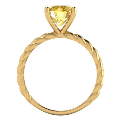 2 cttw Zirconia Simulated Yellow Diamond Solitaire  Engagement Ring - Solid Gold (VVS1, Round Cut,8.0mm)