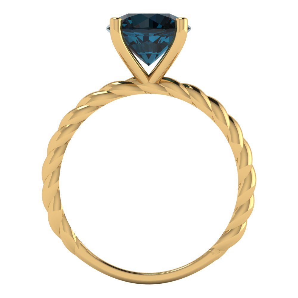 2 cttw Natural London Blue Topaz Solitaire  Engagement Ring - Solid Gold (Round Cut,8.0mm)