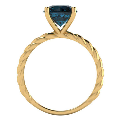 2 cttw Natural London Blue Topaz Solitaire  Engagement Ring - Solid Gold (Round Cut,8.0mm)
