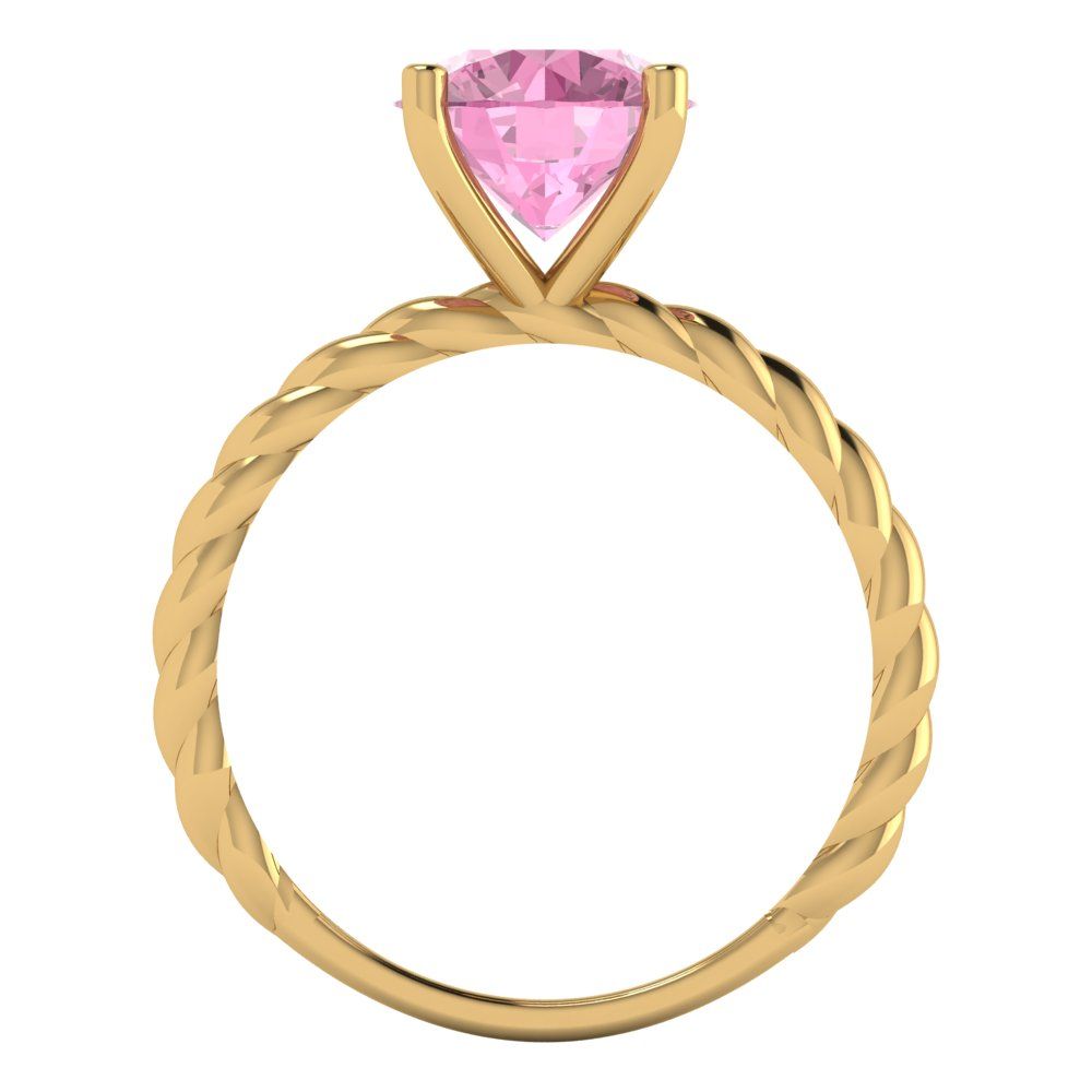 2 cttw Zirconia Simulated Pink Diamond Solitaire  Engagement Ring - Solid Gold (VVS1, Round Cut,8.0mm)