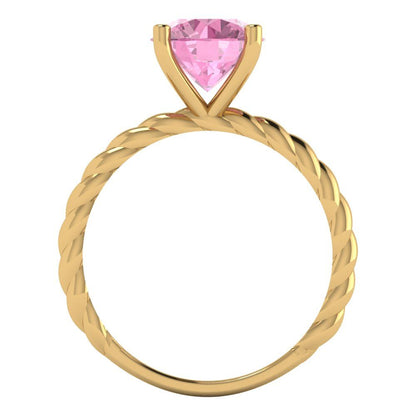 2 cttw Zirconia Simulated Pink Diamond Solitaire  Engagement Ring - Solid Gold (VVS1, Round Cut,8.0mm)