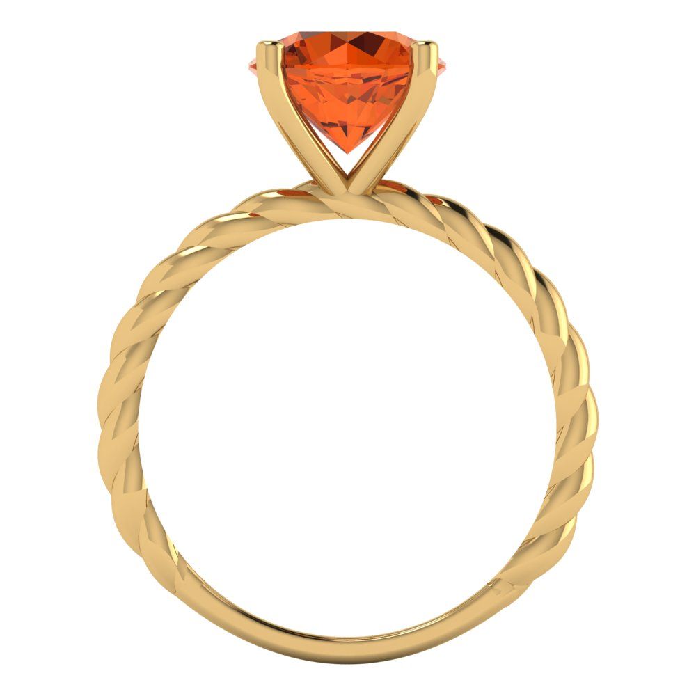 2 cttw Simulated Ruby Solitaire  Engagement Ring - Solid Yellow Gold (VVS1, Round Cut,8.0mm)