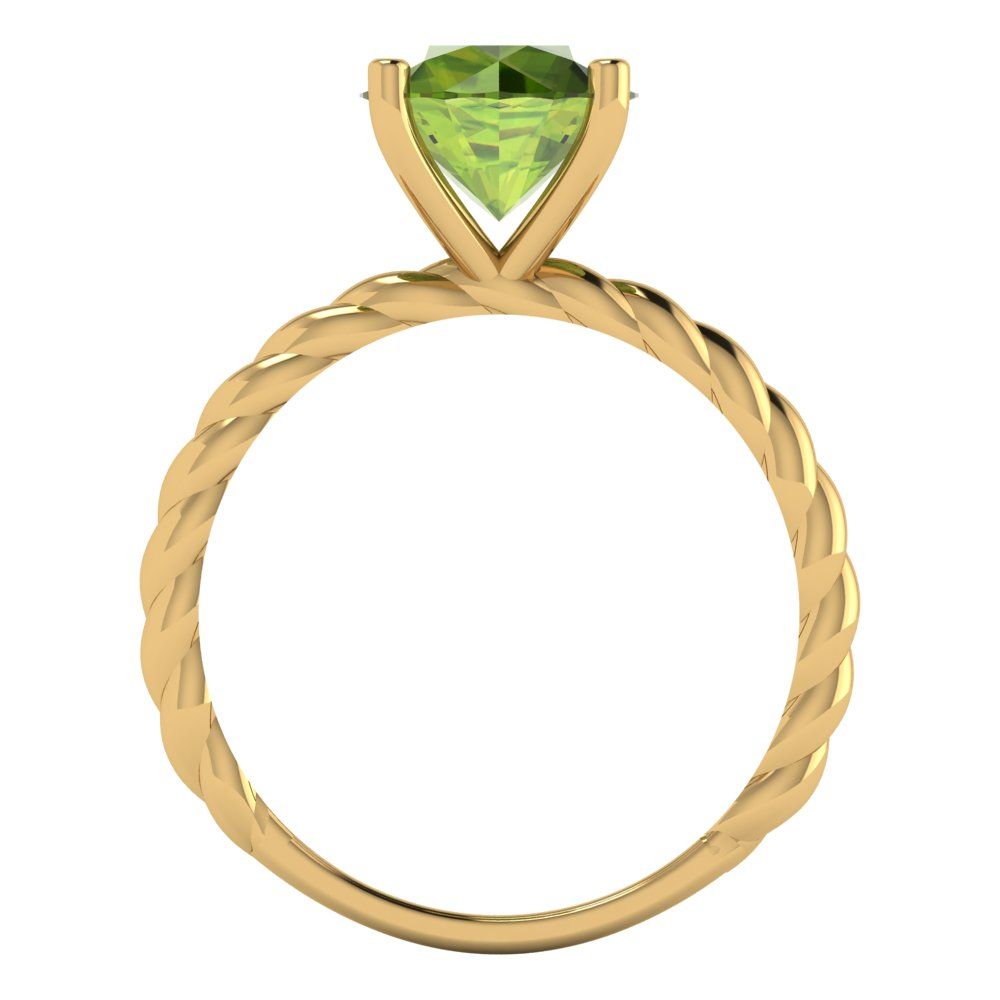 2 cttw Natural Peridot Solitaire  Engagement Ring - Solid Gold (Round Cut,8.0mm)