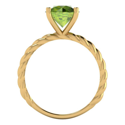 2 cttw Natural Peridot Solitaire  Engagement Ring - Solid Gold (Round Cut,8.0mm)