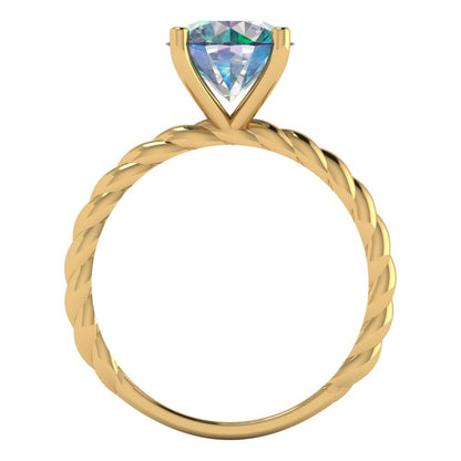 2 cttw Blue Moissanite Solitaire  Engagement Ring - Solid Gold (Round Cut,8.0mm)