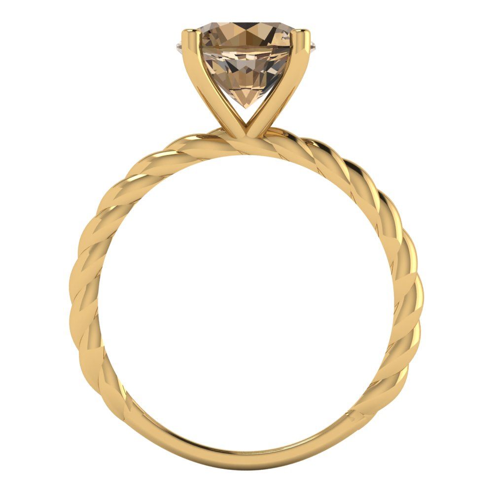 2 cttw Zirconia Simulated Champagne Diamond Solitaire  Engagement Ring - Solid Gold (VVS1, Round Cut,8.0mm)