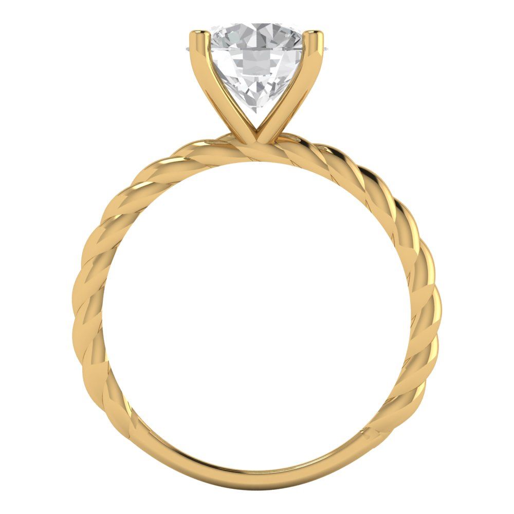 2 cttw Certified Moissanite Solitaire  Engagement Ring - Solid Gold (VVS1, D-F,Round Cut,8.0mm)