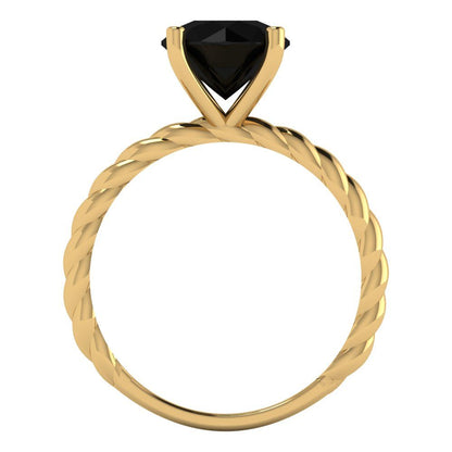 2 cttw Natural Onyx Solitaire  Engagement Ring - Solid Gold (Round Cut,8.0mm)