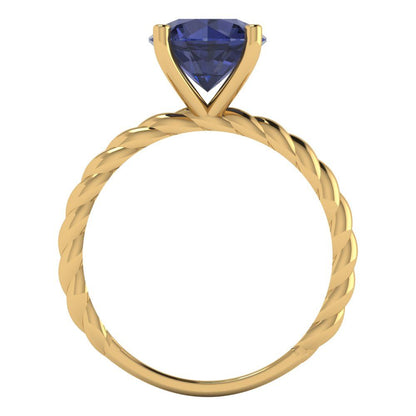 2 cttw Simulated Blue Sapphire Solitaire  Engagement Ring - Solid Gold (Round Cut,8.0mm)