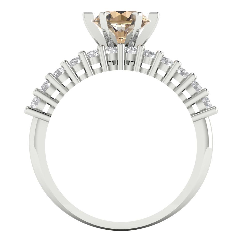 1.66 cttw Round Cut Yellow Moissanite Bridal Set - Solid White Gold Engagement Ring & Wedding Band