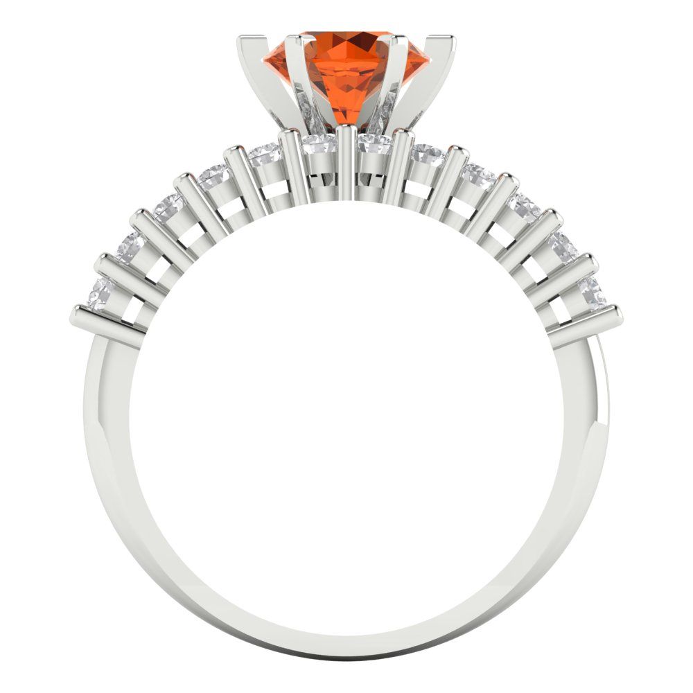 1.66 cttw Round Cut Simulated Ruby Bridal Set - Solid White Gold Engagement Ring & Wedding Band