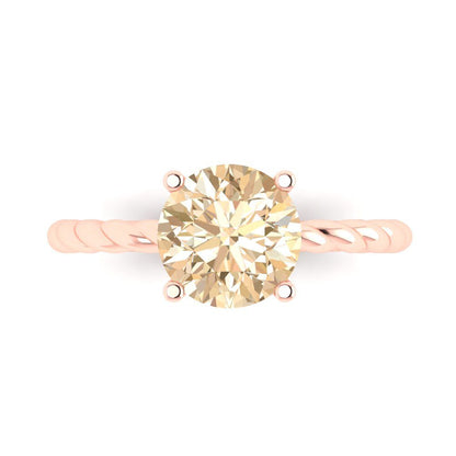 2 cttw Natural Morganite Solitaire  Engagement Ring - Solid Gold (Round Cut,8.0mm)