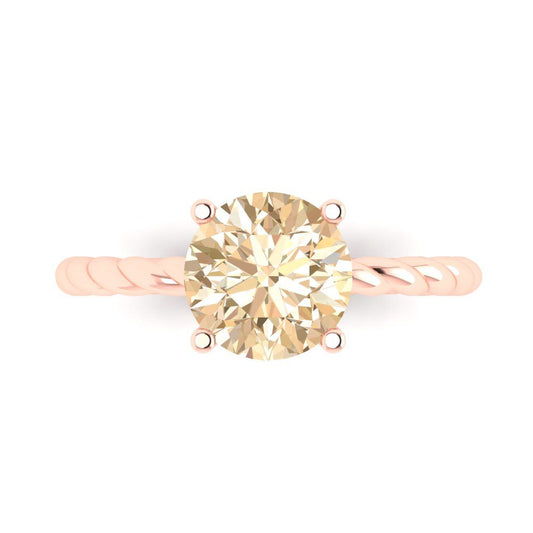 2 cttw Natural Morganite Solitaire  Engagement Ring - Solid Rose Gold (VVS1, Round Cut,8.0mm)