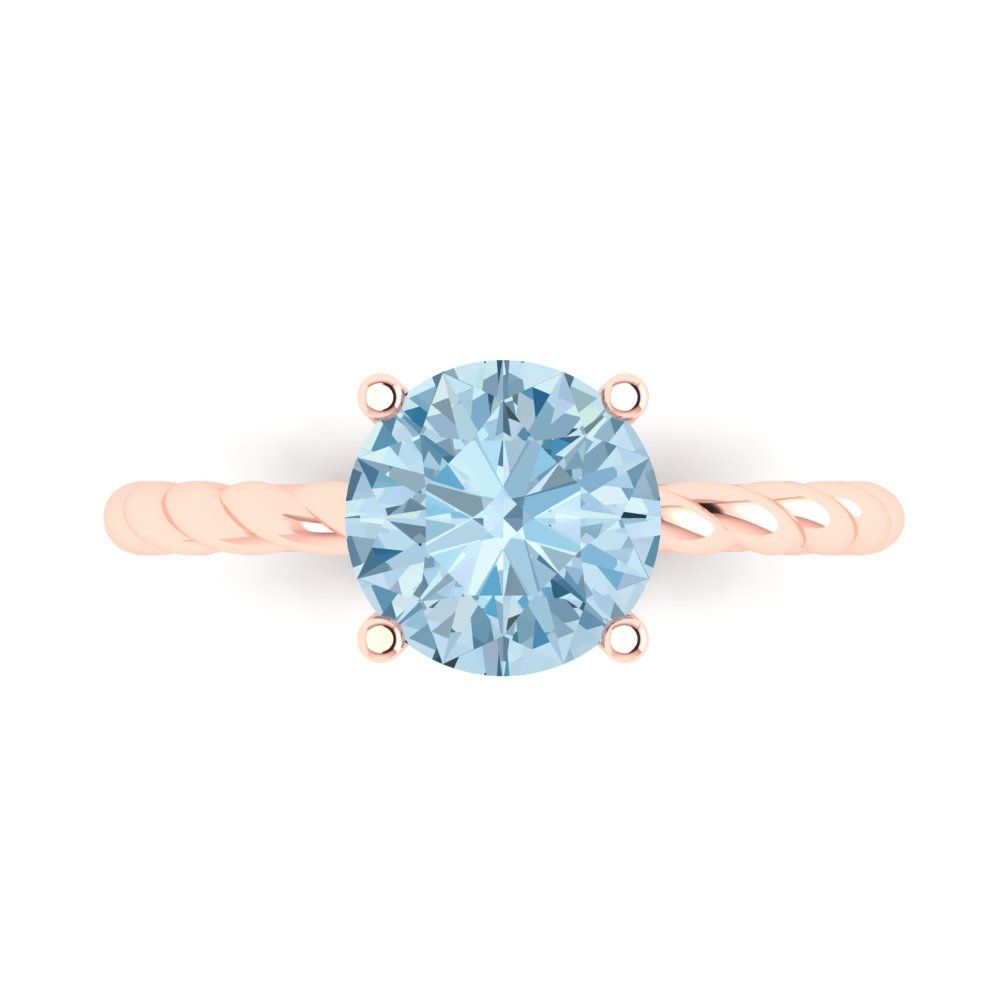 2 cttw Natural Swiss Blue Topaz Solitaire  Engagement Ring - Solid Gold (Round Cut,8.0mm)