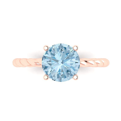 2 cttw Natural Swiss Blue Topaz Solitaire  Engagement Ring - Solid Gold (Round Cut,8.0mm)