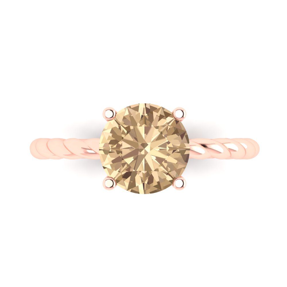 2 cttw Yellow Moissanite Solitaire  Engagement Ring - Solid Gold (Round Cut,8.0mm)