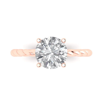 2 cttw White Sapphire Solitaire  Engagement Ring - Solid Gold (Round Cut,8.0mm)