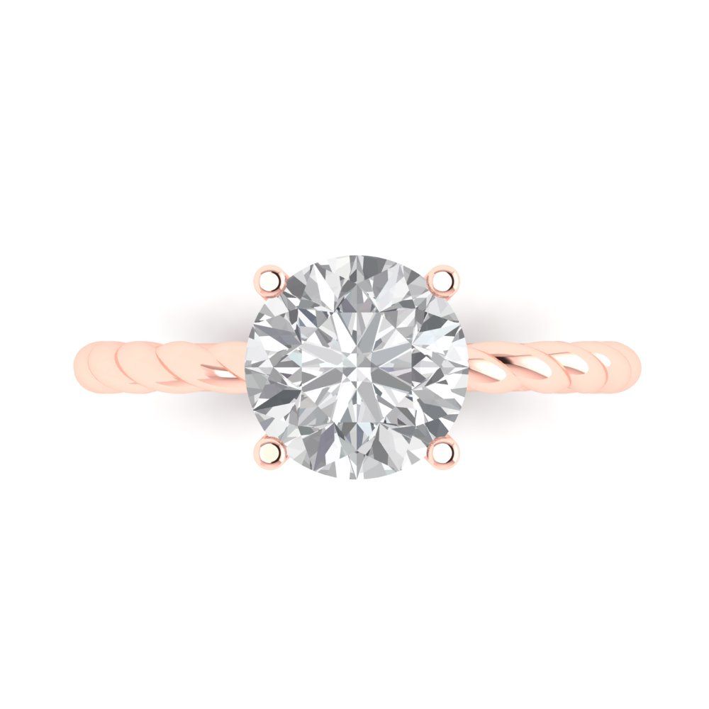 2 cttw Certified Moissanite Solitaire  Engagement Ring - Solid Gold (VVS1, D-F,Round Cut,8.0mm)