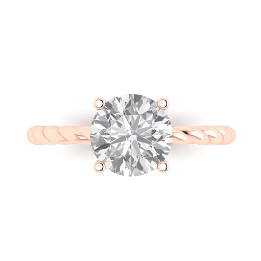 2 cttw Moissanite Solitaire  Engagement Ring - Solid Rose Gold (VVS1, Round Cut,8.0mm)